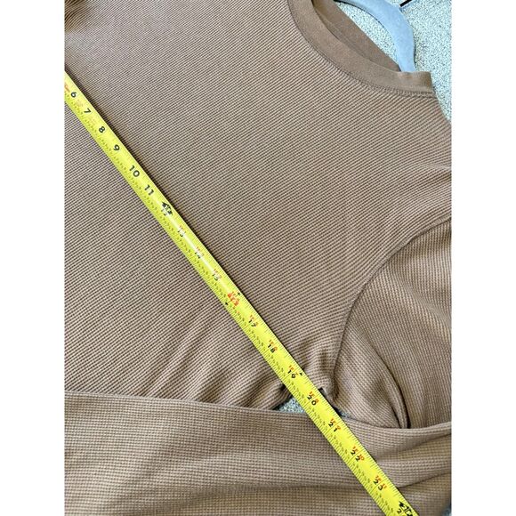 Duck Head Waffle Knit Thermal Long Sleeve Shirt Brown Crewneck Men's Small - Picture 6 of 7